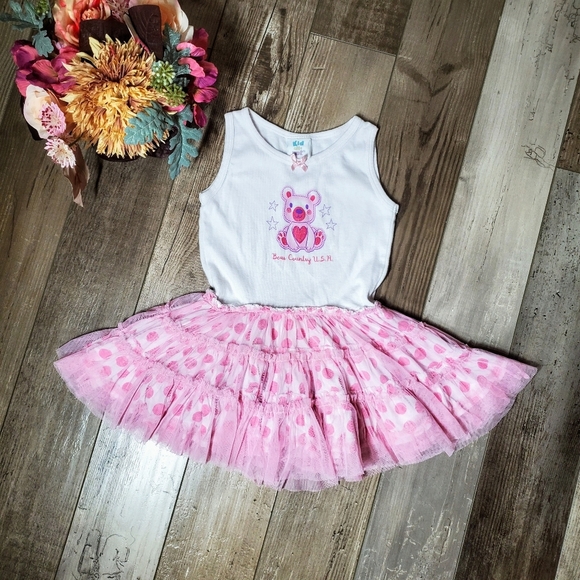 Kid U Not Pink and White Polka Dot Shimmery Sleeveless Tutu Dress Size 5/6 EUC - Picture 2 of 15